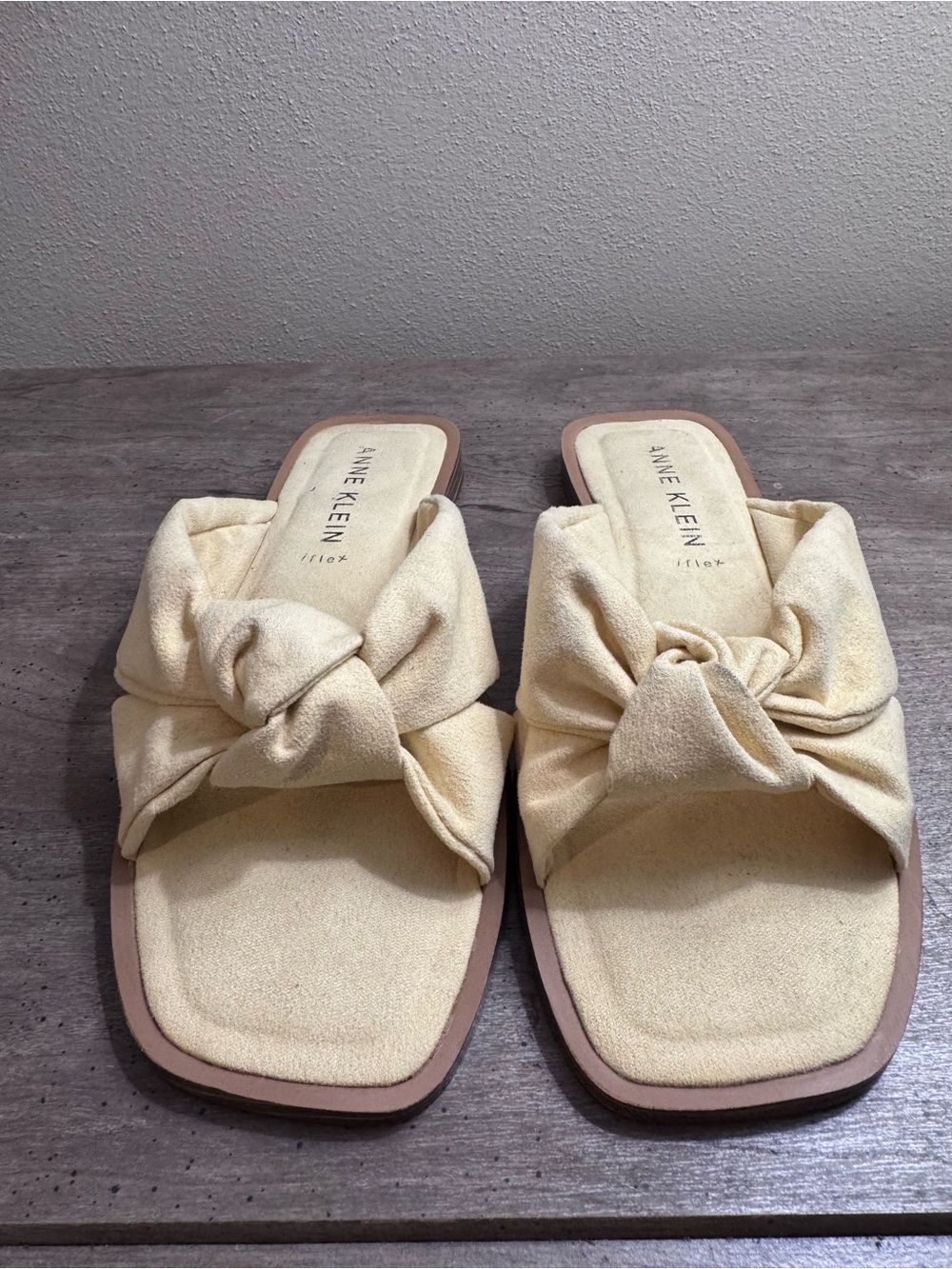 Anne Klein Cream Knotted Slide Mules